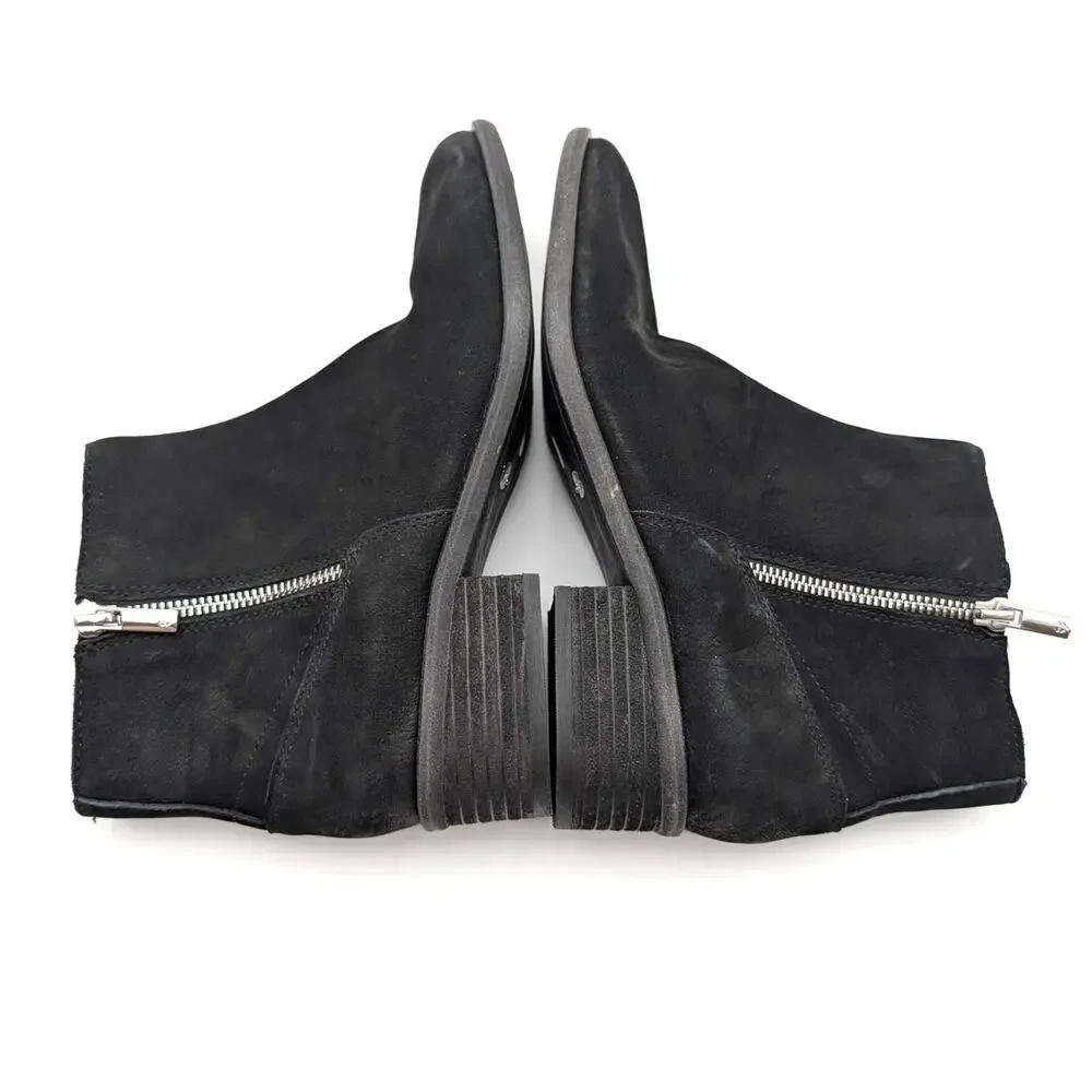 Lucky Brand Baelee Leather Ankle Boots Side Zip Women's Black Size US8.5M EU39.5